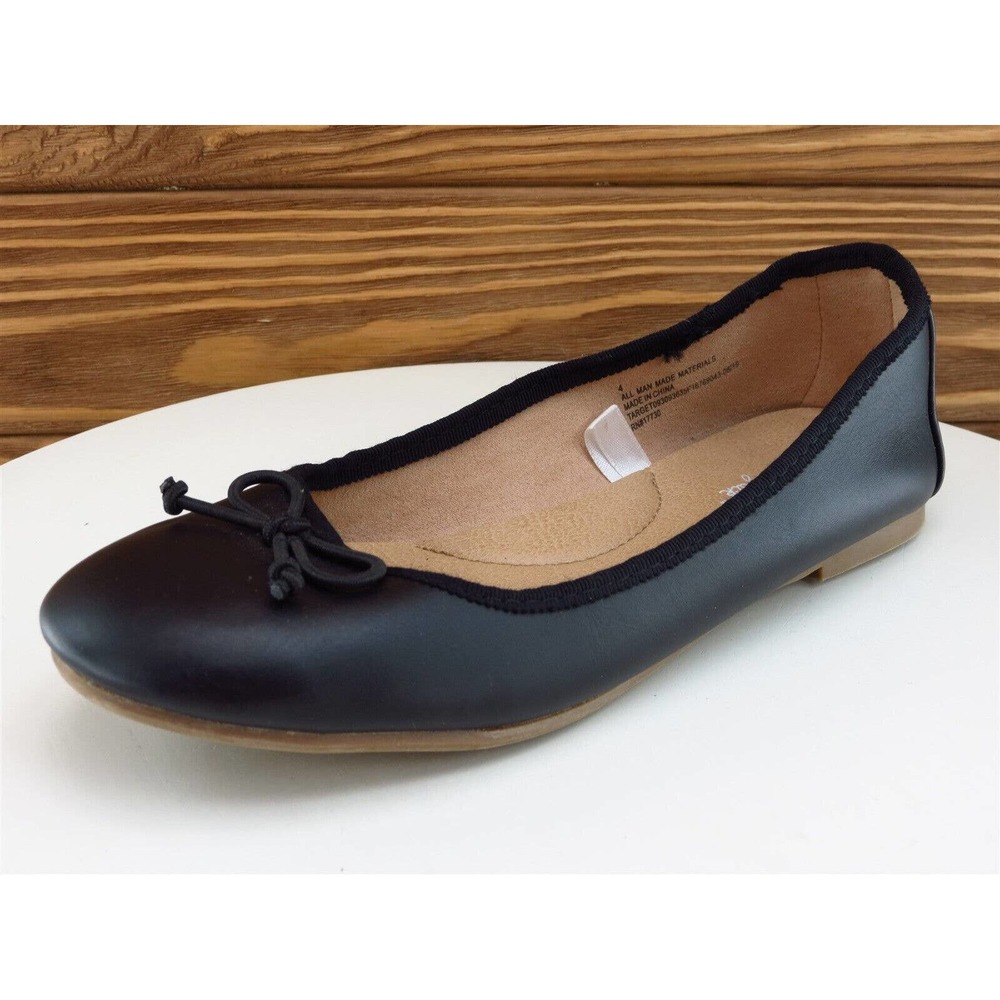 Cat & Jack Sz 4 Shoes Girls Youth Ballet Black Synthetic Slip On